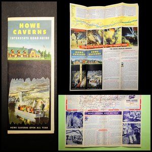 VTG 1940's Howe Caverns New York Road Guide Travel Pamphlet 'Carved by Nature'